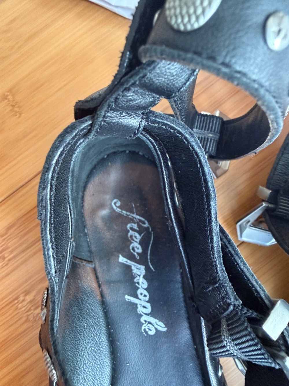 Free People Black Studded Double-Ankle Strap Flats - Picture 7 of 8